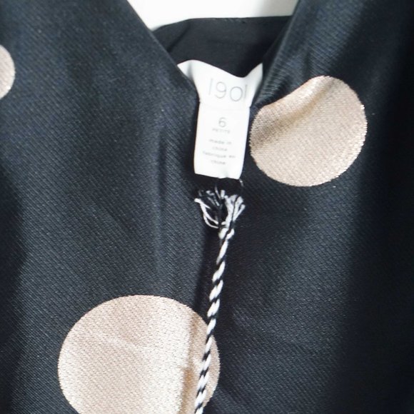 1901 Black Gold Polka Dot Fit & Flare Party Dress - Picture 6 of 6